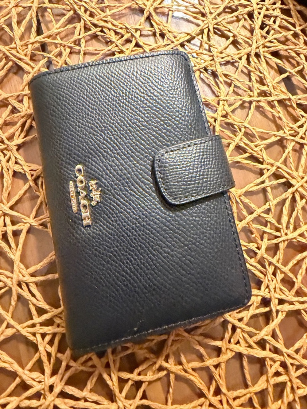 Coach Black Leather Medium Corner Zip Wallet